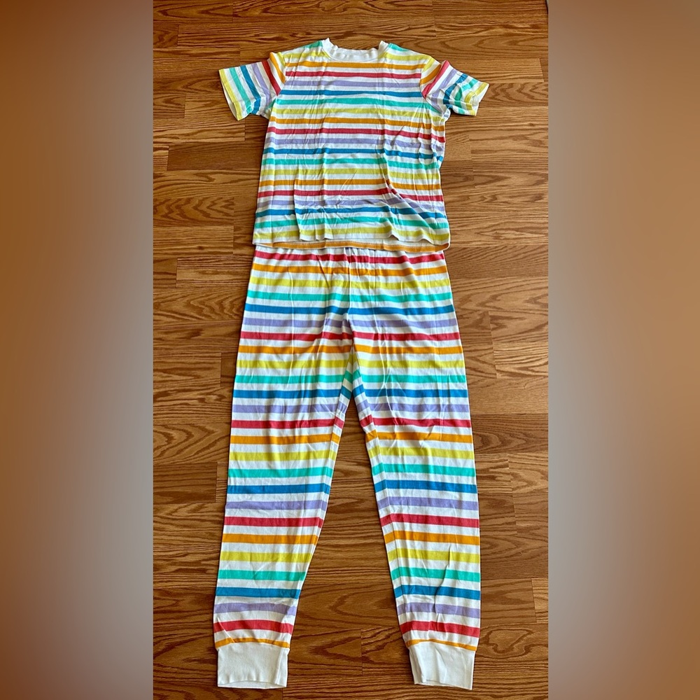 Carter's Pastel Striped pajamas shirt and pants set.